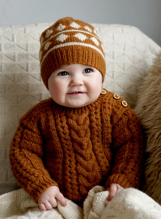 BC119 Morgan Sweater and Hat Knitting Pattern | Cable Sweater and Geometric Hat