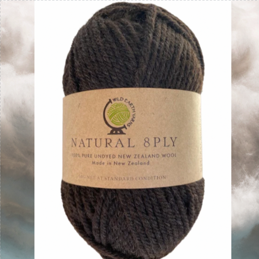 Natural 8 Ply Undyed NZ Wool - Chocolate - The Golden Apple NZ