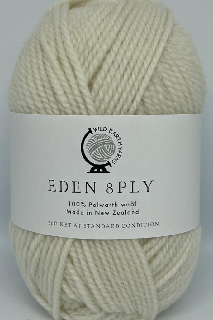 Eden 8 ply Polworth Wool - Daisy | White Knitting Yarn by Wild Earth Yarns - Countryside Knits